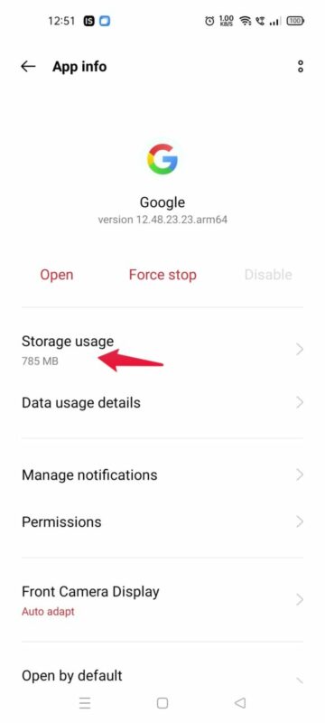 Go to Storage Usage