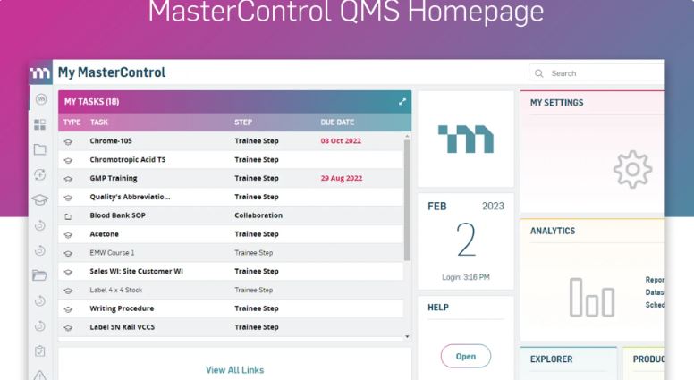 MasterControl Quality Management System