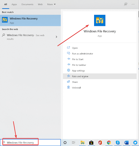 Please search for the Windows File Recovery option and open it on your computer